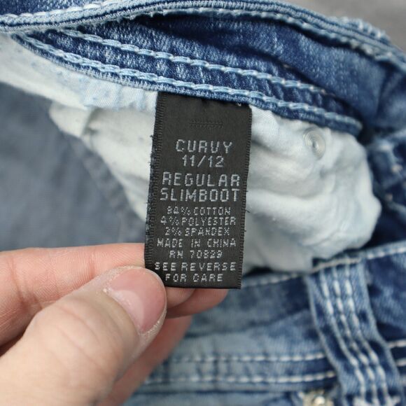 Twentyone Black by RU21 Pants Womens 12 Blue Denim Slimboot Distressed Jeans - Picture 6 of 16